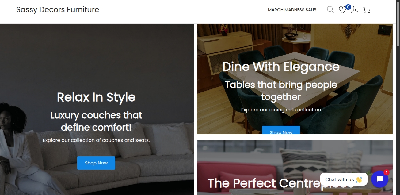 Sassy Decors Furniture Website Showcase